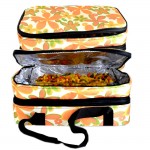 180395-FLOWER DESIGN DOUBLE INSULATED CASSEROLE CARRIER W/HANDLE